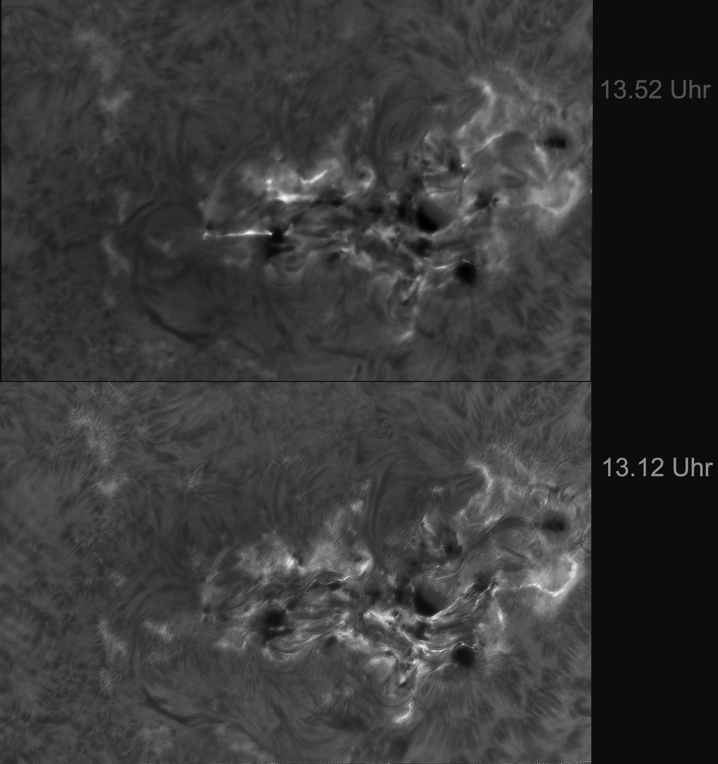 Großer Sonnenfleck in H-Alpha 