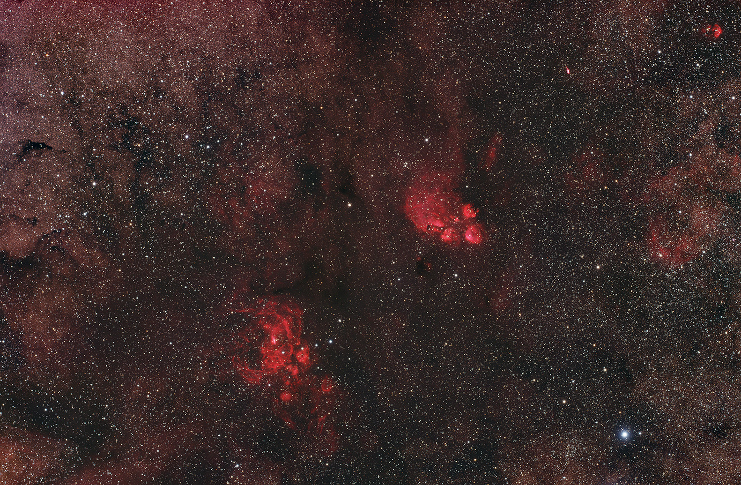 NGC 6334 + NGC 6357 + Barndard 252 (DOLPHIN NEBULA) NGC 6334, NGC 6357, B 252