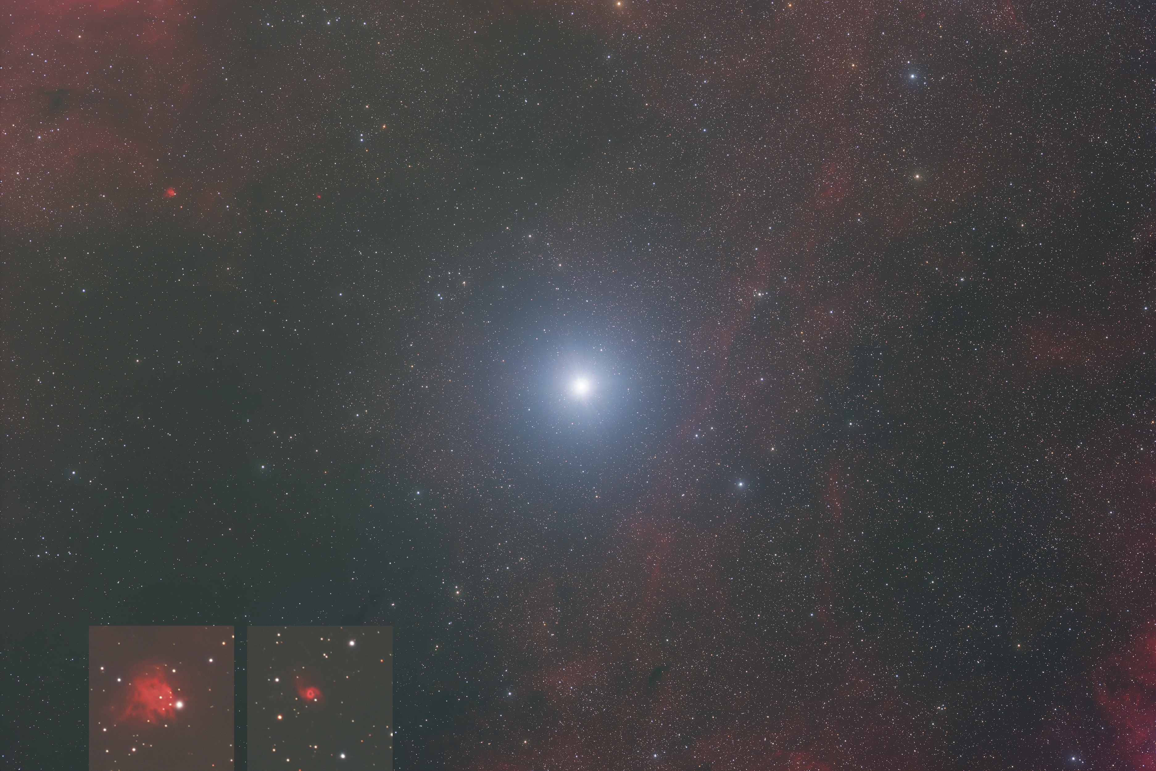 Um Deneb: PN PK84+1.1 und „Radio-Galaxie“ 3C 423 PK 84+1.1, UGC 3c 423