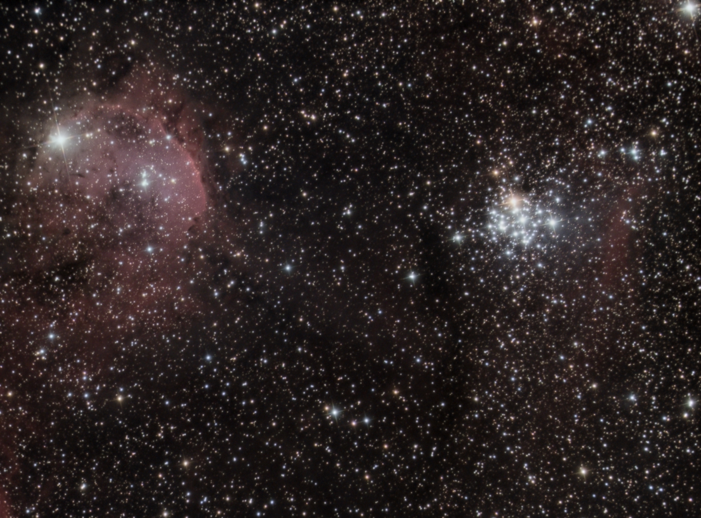 Gabriela-Mistral-Nebel und The Pendant: Ausläufer des Eta-Carinae-Nebels bei NGC 3293 NGC 3293, NGC 3324